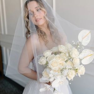 Double Layer Tulle Drop Veil, Blusher